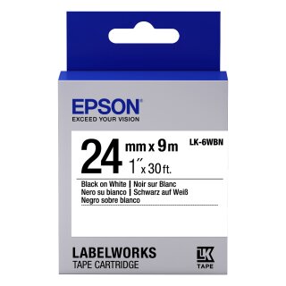 Epson LabelWorks LK-6WBN - Schwarz auf Weiß - Rolle (2,4 cm x 9 m)