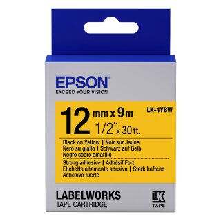 Epson LabelWorks LK-4YBW - Black on Yellow - Roll (1.2 cm x 9 m)
