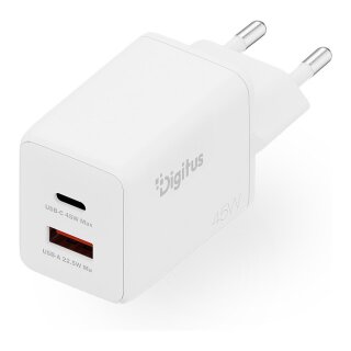 DIGITUS USB GaN Charger 45W, 1x USB-C, 1x USB-A