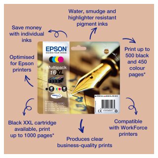 EPSON 6LB 16 ink cartridge black standard capacity 5.4ml 175 pages 1-pack RF-AM blister w/s