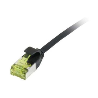 Synergy21 Patchkabel RJ45, CAT6A 500Mhz, 1,0m, schwarz, U/FTP, slimline rund d=3,8mm, TPE/LSZH(Superflex), AWG32, mit CAT7 Rohkabel,