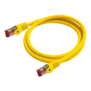 Series Patchkabel mit Rastnasenschutz und Nylongeflecht, Cat. 6, S/FTP, PiMF, PVC, 250MHz, OFC, gelb, 0,5m