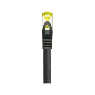 Series RJ45 Patchkabel mit Cat. 7 Rohkabel, Rastnasenschutz und Nylongeflecht, S/FTP, PiMF, halogenfrei, 500MHz, OFC, schwarz, 0,5m