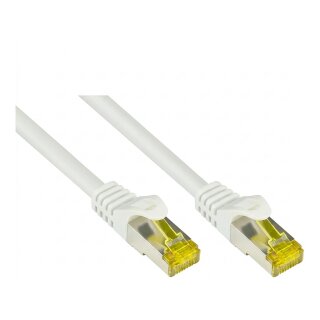 Python Patchkabel mit Cat.7 Rohkabel S/FTP PiMF halogenfrei 0,5m weiß