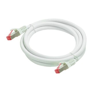 Series Patchkabel mit Rastnasenschutz und Nylongeflecht, Cat. 6, S/FTP, PiMF, PVC, 250MHz, OFC, weiß, 0,5m