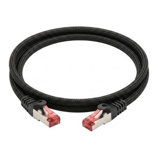 Python Cat.6 Patchkabel mit Nylongeflecht schwarz 2m
