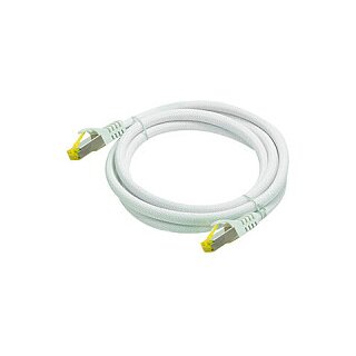 Series RJ45 Patchkabel mit Cat. 7 Rohkabel, Rastnasenschutz und Nylongeflecht, S/FTP, PiMF, halogenfrei, 500MHz, OFC, weiß, 1m