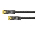 Python Patchkabel m. Cat.7 Rohkabel Nylongefl. schwarz 7,5m