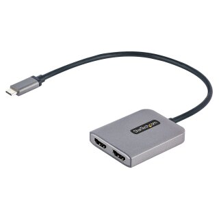 StarTech.com 2-Port USB-C auf HDMI Adapter, MST Hub/Splitter, 4K 60Hz - Videoadapter - USB-C mnnlich zu HDMI weiblich - Grau