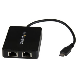 StarTech USB-C auf Dual-Gigabit Ethernet Adapter mit USB (Typ-A) Anschluss - USB Type-C Gigabit Netzwerk Adapter
