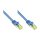 Connections RJ45 Patchkabel mit Cat. 7 Rohkabel und Rastnasenschutz, S/FTP, PiMF, halogenfrei, 500MHz, OFC, blau, 25m
