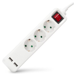 Entac Steckdosenleiste 3fach mit USB 1,5m Schalter weiß