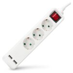 Entac Steckdosenleiste 3fach mit USB 1,5m Schalter...