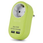 Entac Steckdosenadapter + 2x USB-A lime