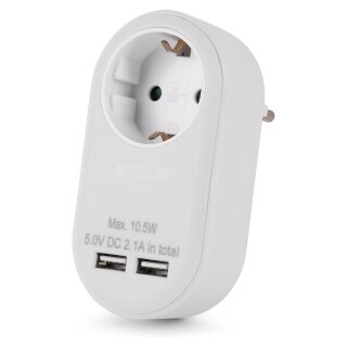 Entac Steckdosenadapter + 2x USB-A weiß