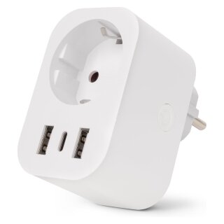 Entac WIFI Steckdosenadapter 1-fach mit 2x USB-A/1x USB-C