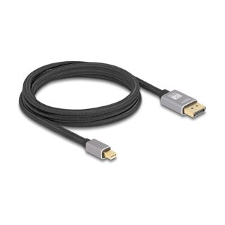 Delock Mini DisplayPort zu DisplayPort Kabel 8K 60 Hz 2 m grau Metall ohne Einrastfunktion