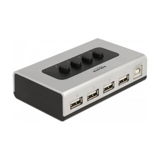 Umschalter USB 2.0 mit 1 x Typ-B Buchse zu 4 x Typ-A Buchse manuell bidirektional