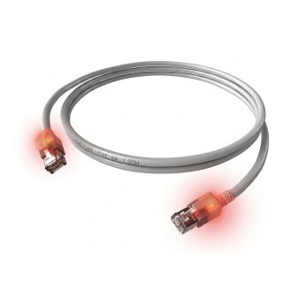 EasyLan DualBoot LED Patchkabel RJ45 S/FTP Cat.6A (Class EA), mit saCon Stecker, LSOH, grau, 0,5 m