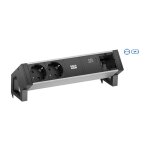 BACHMANN DESK2 ALU BLACK 2xSchutzkt.USBC, USB Charger 60W...