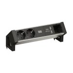 BACHMANN DESK2 ALU BLACK 2x Schutzkontakt 1x USB-Charger...