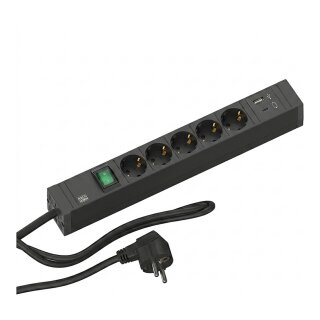 BACHMANN CONNECT LINE 5xSchutzkontakt, Schalter USB A&C 22W, schwarz