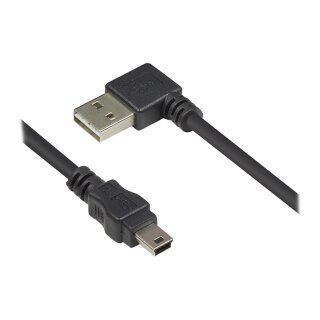 Connections Anschlusskabel USB 2.0 EASY Stecker A an Mini B Stecker, gewinkelt, schwarz, 0,5m