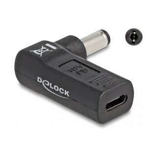 Delock Adapter für Notebook Ladekabel USB Type-C™ Buchse zu 5,5 x 2,1 mm Stecker 90° gewinkelt