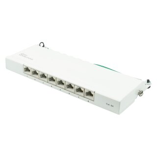 Connections Patchpanel Desktop Cat. 6A, 8-Port, 0,5 HE, STP geschirmt, werkzeugloses Öffnen, Reinweiß (RAL9010)