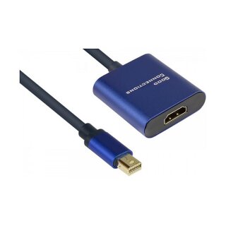 Connections Adapter Mini DisplayPort 1.4 Stecker an HDMI 2.0 Buchse, 4K UHD @60Hz, Aluminium-Gehäuse, ca. 20cm