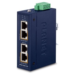 Planet IPOE-260-12V Industrial 2-Port 10/100/1000T 802.3at PoE+ Injector