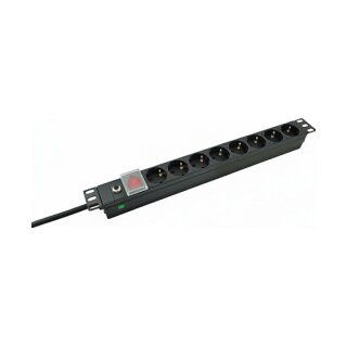 helos 19" Steckdosenleiste PROFESSIONAL, 8-fach, schwarz, 2,0m, mit Schalter