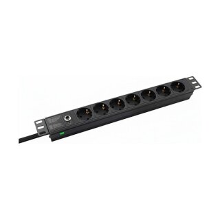 helos 19" Steckdosenleiste PROFESSIONAL, 8-fach, schwarz, 2,0m, ohne Schalter