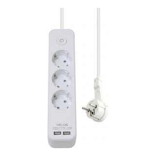 helos Steckdosenleiste ADVANCED, 3-fach, USB-Charger wei, 1,5m, mit Schalter