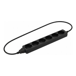 helos Steckdosenleiste CLASSIC, 6-fach, schwarz, 3,0m, ohne Schalter