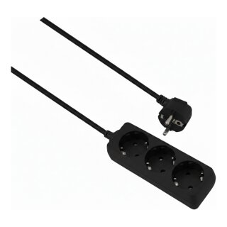 helos Steckdosenleiste CLASSIC, 3-fach, schwarz, 3,0m, ohne Schalter