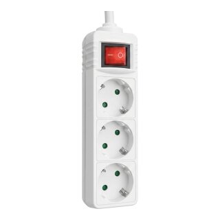 helos Steckdosenleiste CLASSIC, 3-fach, wei, 3,0m, mit Schalter