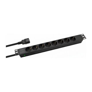 helos 19" Steckdosenleiste PROFESSIONAL, 8-fach, schwarz, 2,0m, fr USV (C14)