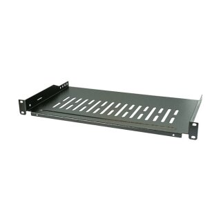 19" 1HE Fachboden,tiefenverst.,T=250 mm,max. 10 kg,sw