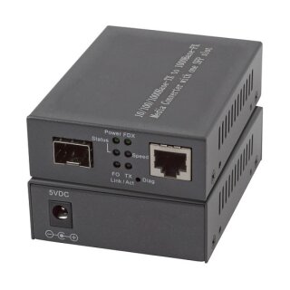 Media Konverter 1x100/1000Mbit Rj45,1 x Gigabit SFP Port