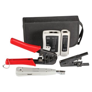 Werkzeugset Netzwerktechnik 4-teilig, mit Tasche