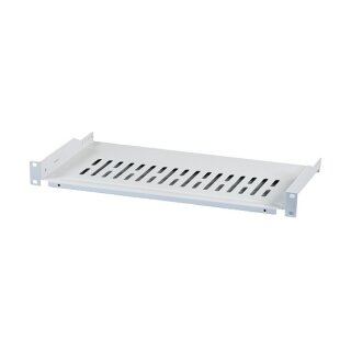 19" 1HE Fachboden,T=250 mm,max. 10 kg, RAL7035, grau
