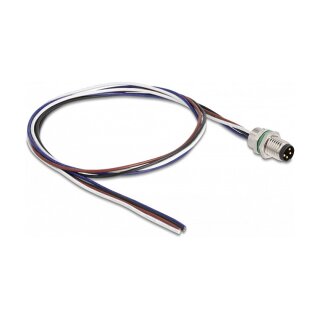 Delock M8 Einbaukabel A-kodiert 4 Pin Stecker für Panel mit offenen Kabeln Front Montage 0,5 m
