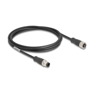 Delock M12 Kabel A-kodiert 8 Pin Stecker zu Buchse PVC 2 m