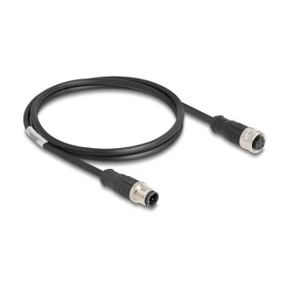 Delock M12 Kabel D-kodiert 4 Pin Stecker zu Buchse PVC 1 m