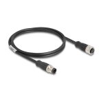 Delock M12 Kabel D-kodiert 4 Pin Stecker zu Buchse PVC 1 m