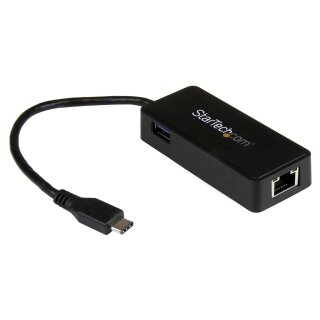 StarTech USB-C auf Gigabit Netzwerkadapter mit extra USB Anschluss - USB 3.1 Gen 1 (5 Gbit/s)