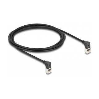 Delock RJ45 Netzwerkkabel Cat.6A S/FTP Slim 90° oben / oben gewinkelt 2 m schwarz