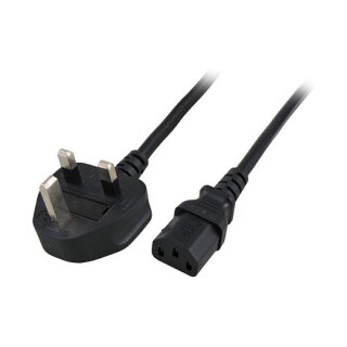 EFB Netzleitung UK BS1363A - C13 180, schwarz, 2m, 3x1.00 mm