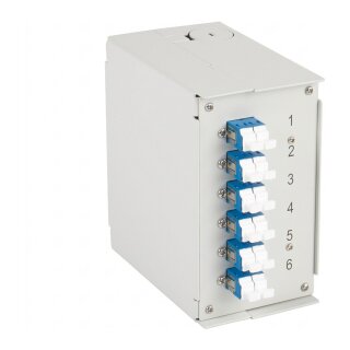 EFB Hutschienenbox OS2 G652D 12xLC Pigtail abgesetzt 6x LC-Duplex Kupplung